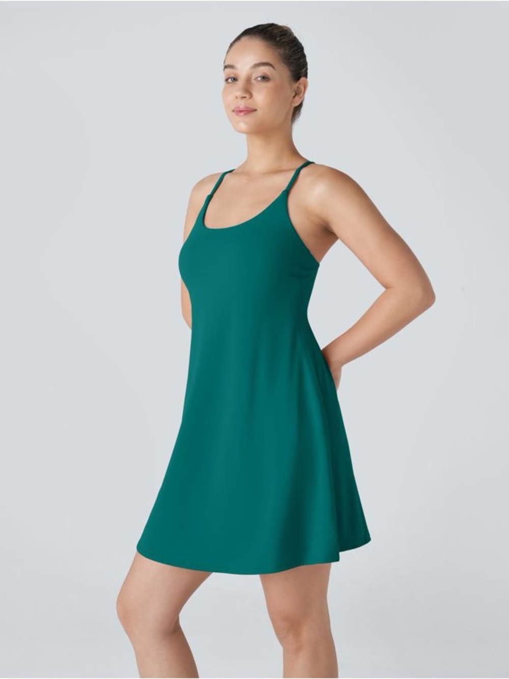 Halara Quetzal Green SoftlyZero Backless Active Dress M Long Length Easy Peezy